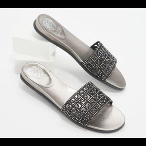 *NEW* Vince Camuto Womens Eveera Rhinestone Embellished Slide Sandals Black